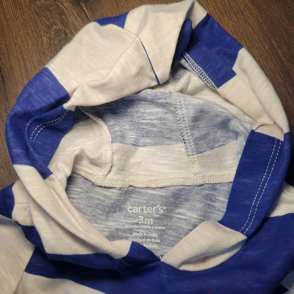 NWT Carter's 3 Month Blue & Off White Hoodie Bodysuit‎